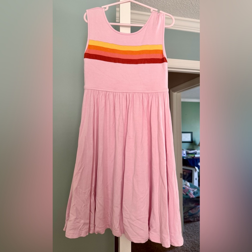 Omi Jo Pink Tank Dress with Rainbow Stripe